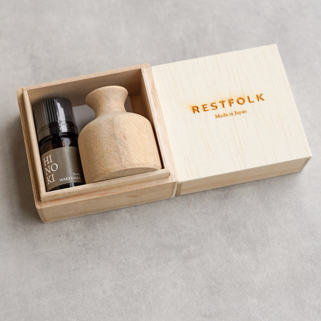 RESTFOLK エッセンシャルオイル ウッドディフューザーセット ひのき